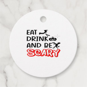 Eat Drink And Be Scary Design Retro Classic Favour Tags
