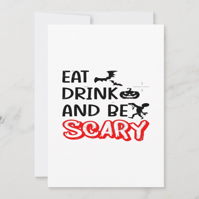 Eat Drink And Be Scary Design Retro Classic Holiday Card (Front)