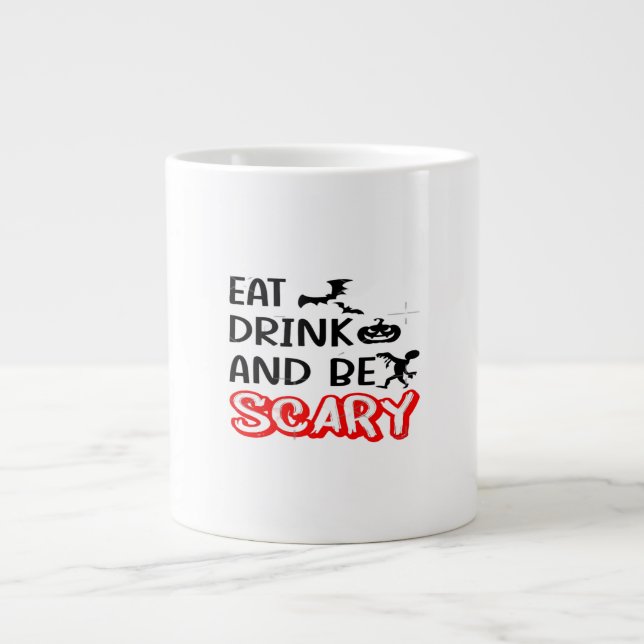 Eat Drink And Be Scary Design Retro Classic Large Coffee Mug (Front)