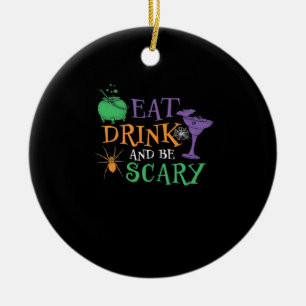Eat Drink And Be Scary Essential Retro Graphic Ceramic Tree Decoration