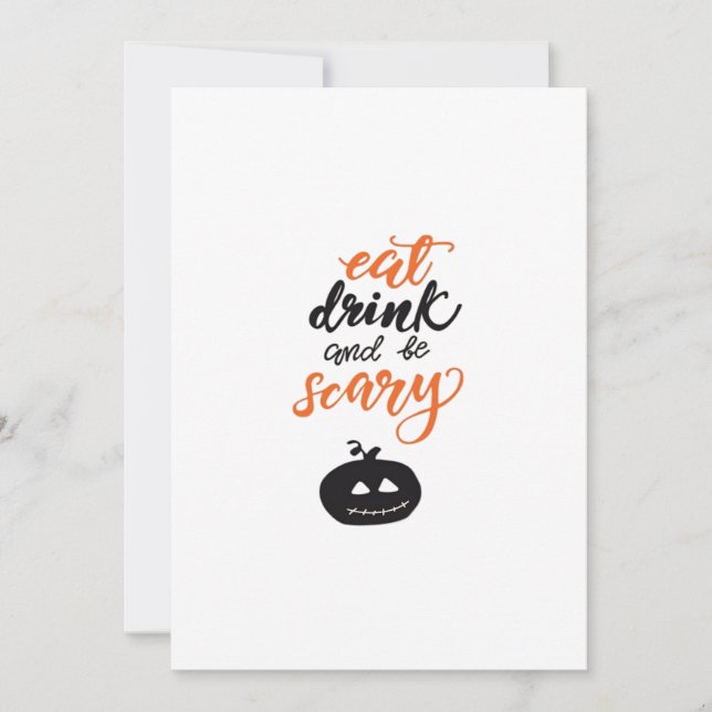 Eat Drink And Be Scary Funny Halloween Holiday Card (Front)