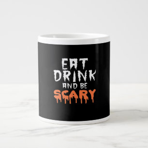 Eat Drink And Be Scary Funny Halloween Minimal Cle Large Coffee Mug