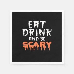Eat Drink And Be Scary Funny Halloween Minimal Cle Napkin