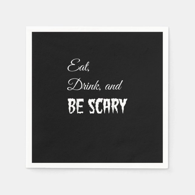 Eat Drink And Be Scary Funny Halloween Retro Style Napkin (Front)