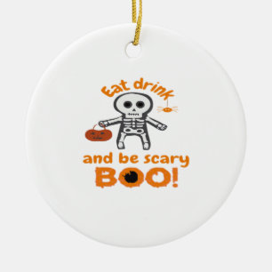 Eat Drink And Be Scary Funny Spooky  Ceramic Tree Decoration