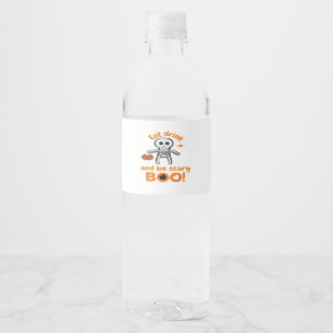 Eat Drink And Be Scary Funny Spooky Water Bottle Label