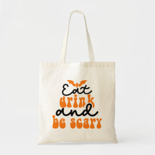 Eat Drink and Be Scary Groovy Retro Tote Bag