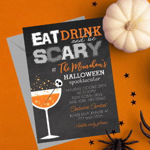 Eat Drink and Be Scary Halloween Adult Party Invitation