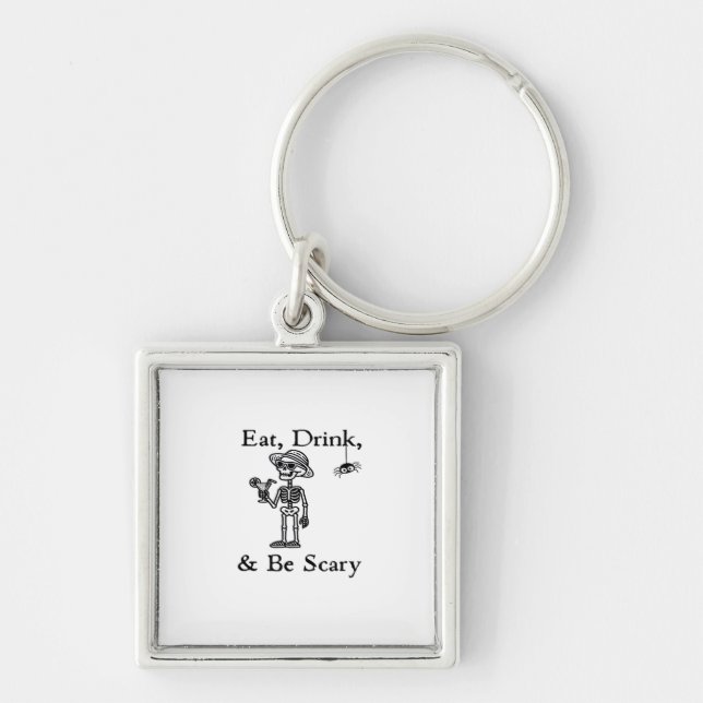 Eat Drink And Be Scary Halloween Aesthetic Style Key Ring (Front)
