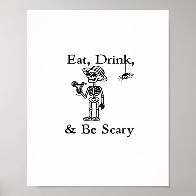 Eat Drink And Be Scary Halloween Aesthetic Style Poster (Front)