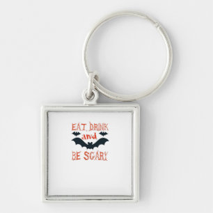 Eat Drink And Be Scary Halloween Bats Party Hallow Key Ring