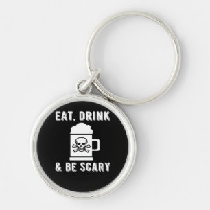 Eat Drink And Be Scary Halloween Beer Vintage Styl Key Ring