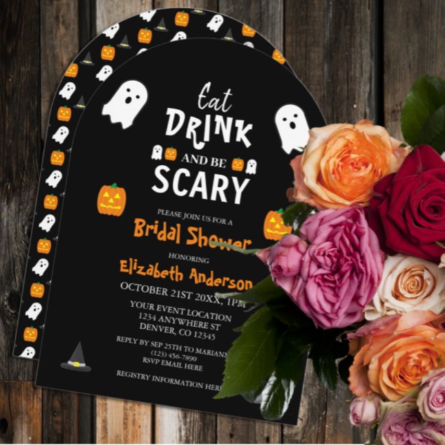 Eat, Drink and Be Scary Halloween Bridal Shower  Invitation (Creator Uploaded)