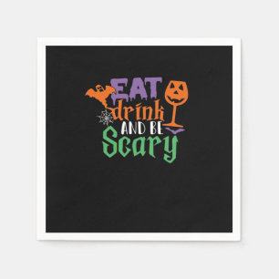 Eat Drink And Be Scary Halloween Classic Funny Tre Napkin