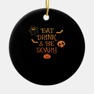Eat Drink And Be Scary Halloween Classic Retro Sty Ceramic Tree Decoration