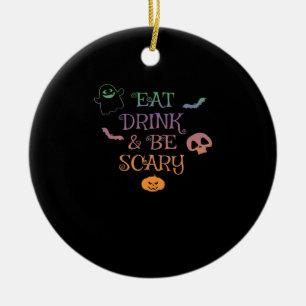 Eat Drink And Be Scary Halloween Classic Vintage G Ceramic Tree Decoration