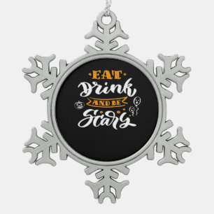 Eat Drink And Be Scary Halloween Creative Casual Snowflake Pewter Christmas Ornament