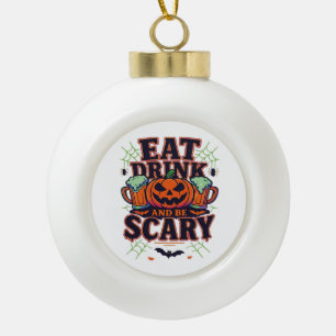 Eat Drink And Be Scary Halloween Design Creative S Ceramic Ball Christmas Ornament