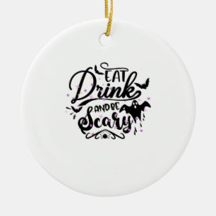 Eat Drink And Be Scary Halloween Design Trendy Art Ceramic Tree Decoration