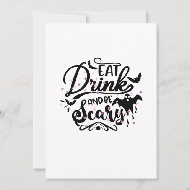 Eat Drink And Be Scary Halloween Design Trendy Art Holiday Card (Front)