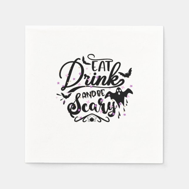 Eat Drink And Be Scary Halloween Design Trendy Art Napkin (Front)