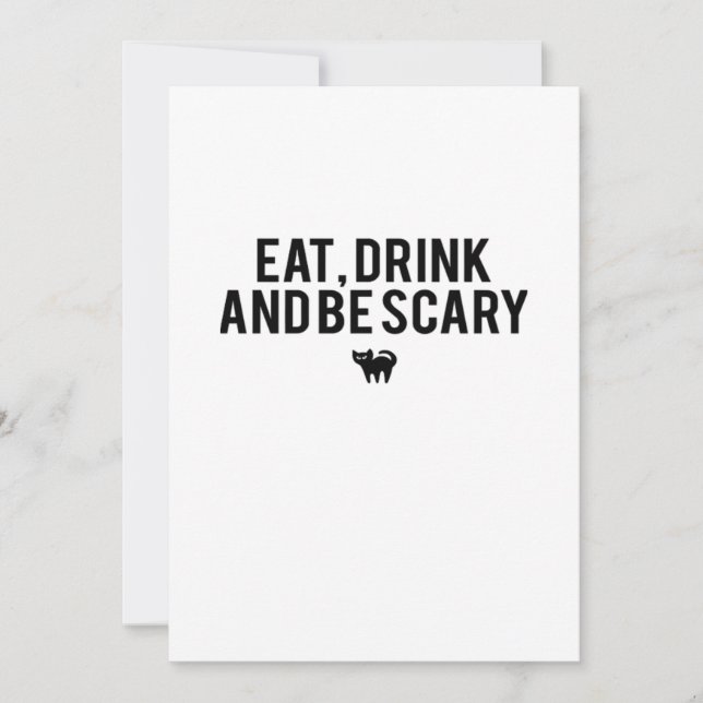 Eat Drink And Be Scary Halloween Fan Text Art Crea Holiday Card (Front)