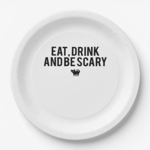 Eat Drink And Be Scary Halloween Fan Text Art Crea Paper Plate