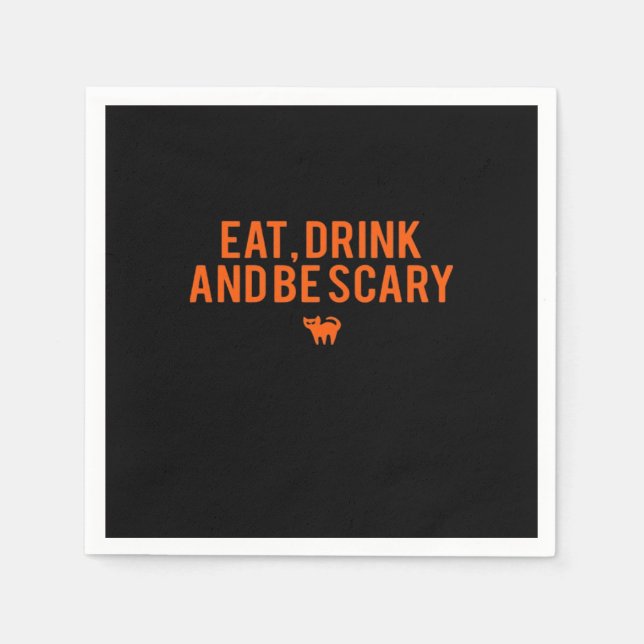 Eat Drink And Be Scary Halloween Fan Text Art Esse Napkin (Front)