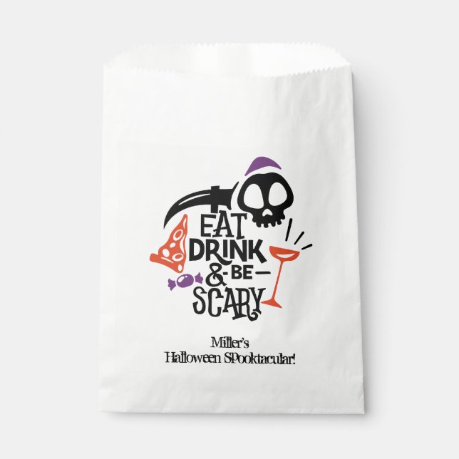 Eat Drink and Be Scary Halloween Favour Bags (Front)