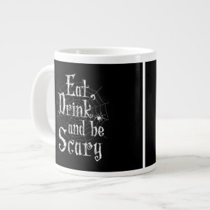 Eat, Drink and be Scary Halloween Funny Spider Web Large Coffee Mug