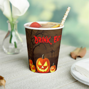 Eat, Drink and be Scary Halloween graveyard Paper Cups