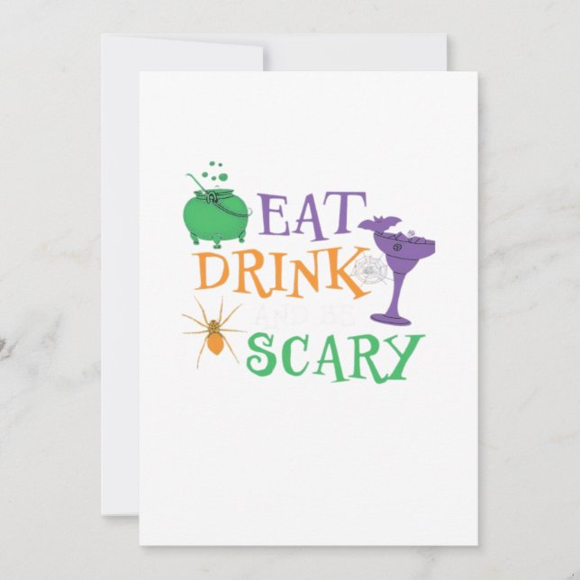 Eat Drink And Be Scary Halloween Holiday Card (Front)