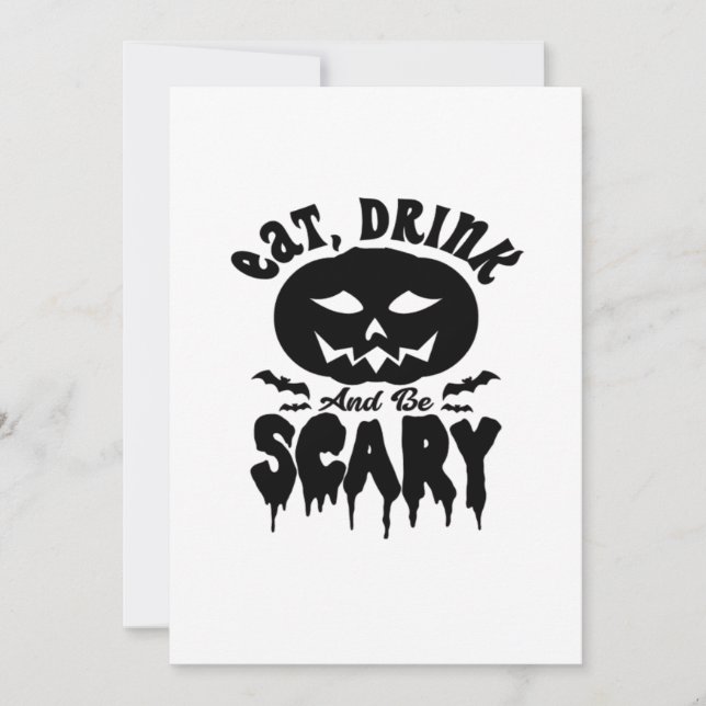 Eat Drink And Be Scary Halloween Light Cool Unique Holiday Card (Front)