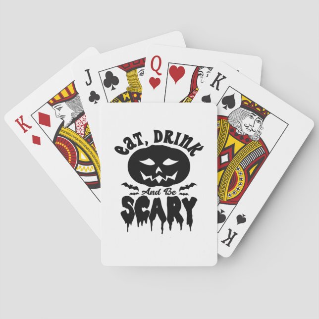 Eat Drink And Be Scary Halloween Light Cool Unique Playing Cards (Back)