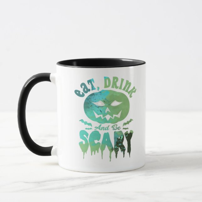 Eat Drink And Be Scary Halloween Light Mug (Left)