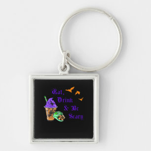 Eat Drink And Be Scary Halloween Minimal Clean Key Ring