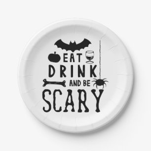 eat drink and be scary halloween paper plate