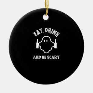 Eat Drink And Be Scary Halloween Party Funny Ghost Ceramic Tree Decoration