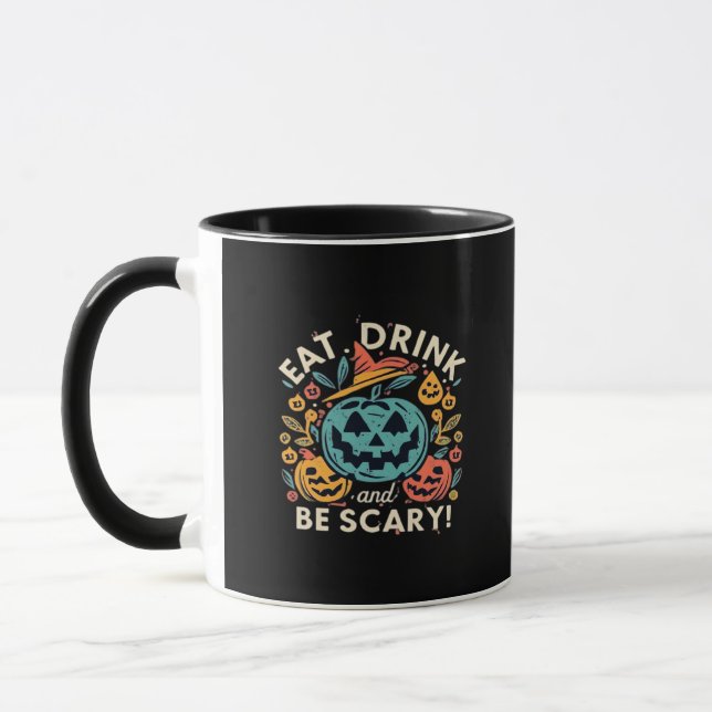 Eat Drink And Be Scary Halloween Party Funny Trend Mug (Left)