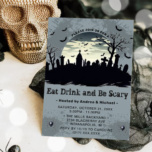 Eat Drink And Be Scary Halloween Party  Invitation