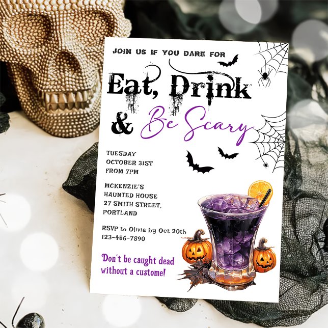 Eat Drink And Be Scary Halloween Party Invitation (Creator Uploaded)