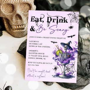 Eat Drink And Be Scary Halloween Party  Invitation