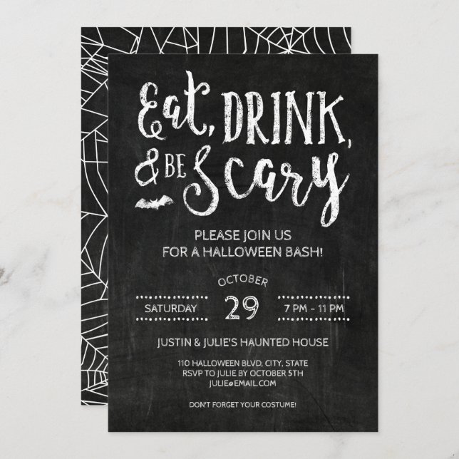 Eat Drink and Be Scary Halloween Party Invitation (Front/Back)