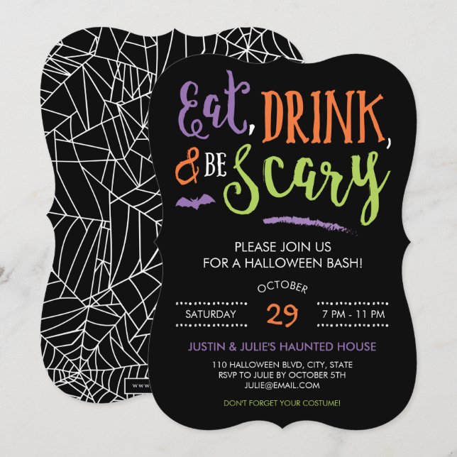 Eat Drink and Be Scary Halloween Party Invitations (Front/Back)