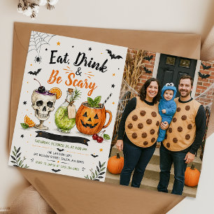 Eat Drink and Be Scary Halloween Party Photo Invitation