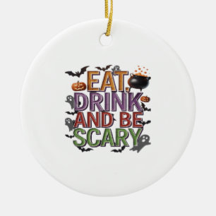 Eat Drink And Be Scary Halloween Party Spooky Desi Ceramic Tree Decoration