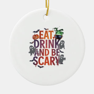 Eat Drink And Be Scary Halloween Party Spooky Desi Ceramic Tree Decoration