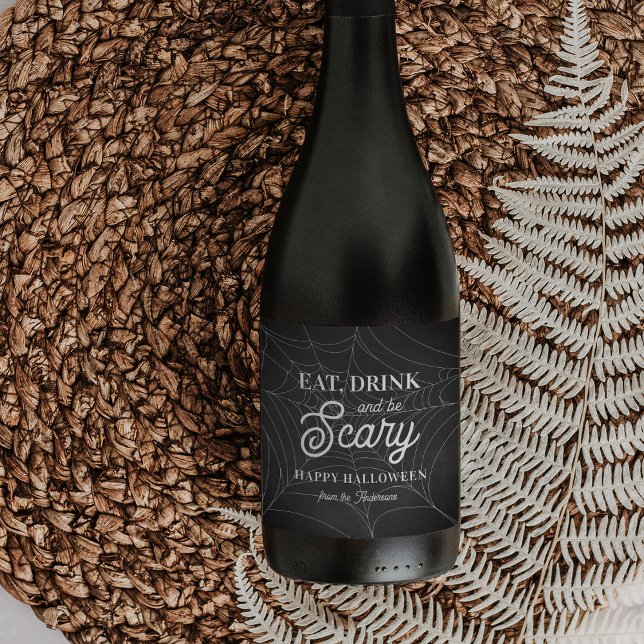 Eat, Drink and Be Scary Halloween Party Wine Label (Creator Uploaded)