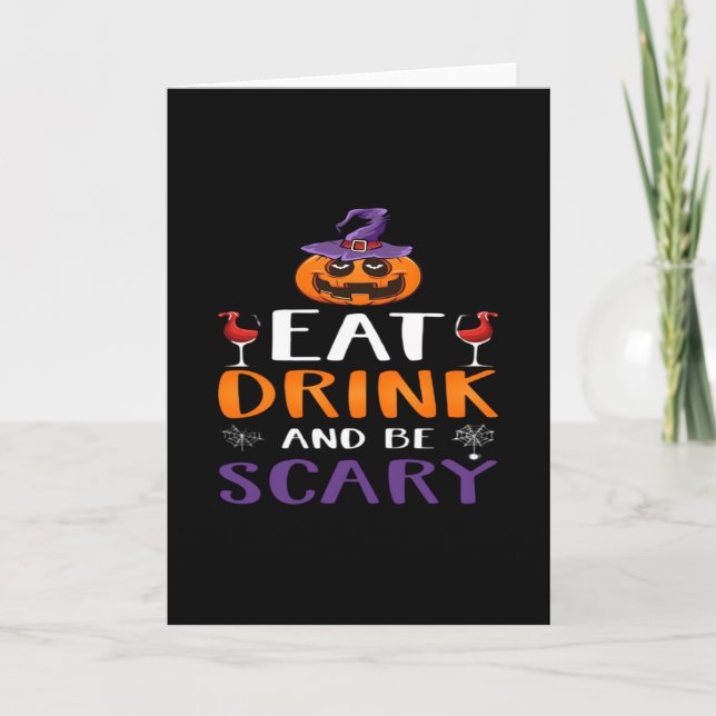 Eat Drink And Be Scary Halloween Party Witch Drink Card (Front)