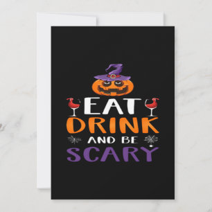 Eat Drink And Be Scary Halloween Party Witch Drink Holiday Card